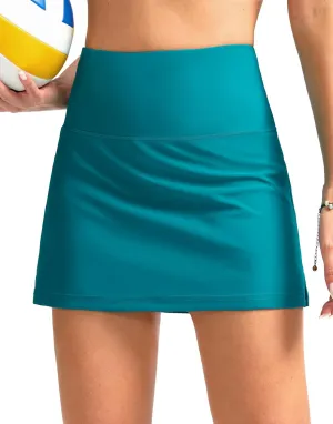 SANTINY Women's High Waisted Swim Skirt with Pocket Tummy Control Tankini Swimsuit Bathing Suit Bottoms for Women