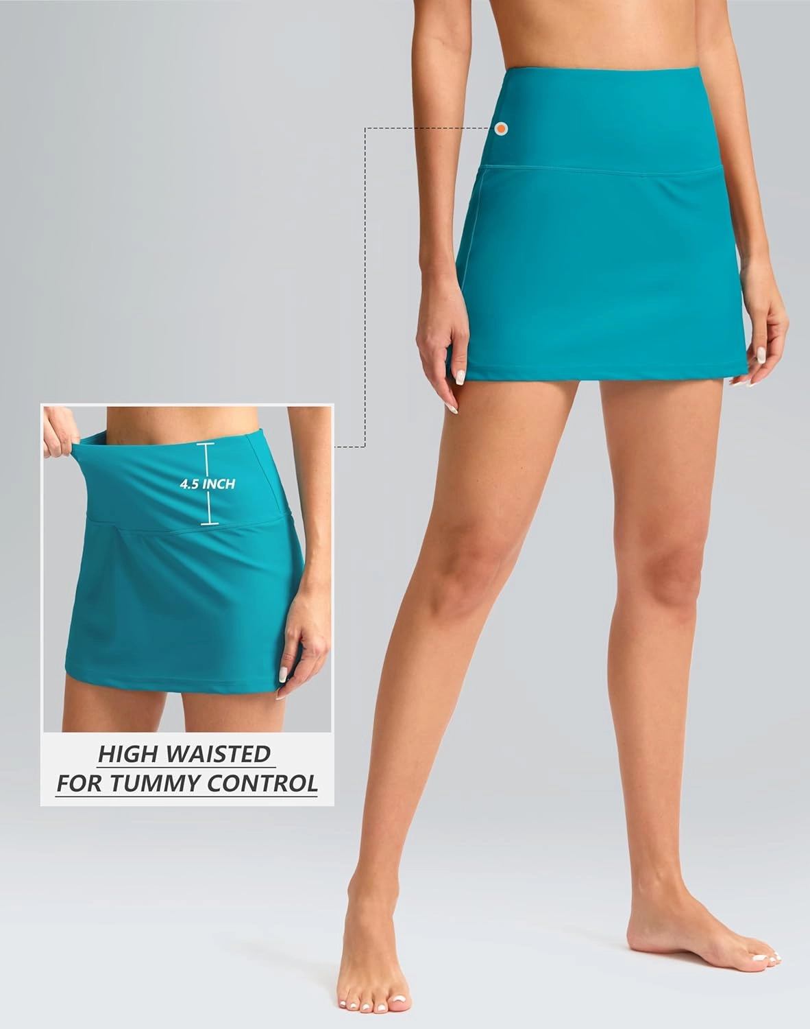 SANTINY Women's High Waisted Swim Skirt with Pocket Tummy Control Tankini Swimsuit Bathing Suit Bottoms for Women