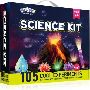 Science Kit for Kids, 105 Science Lab Experiments, STEM Project Educational Toy with Volcano Erupting, Crystal Growing, Chemistry Set, Science Toys, Boys Girls Birthday Gift Ideas, Ages 6 