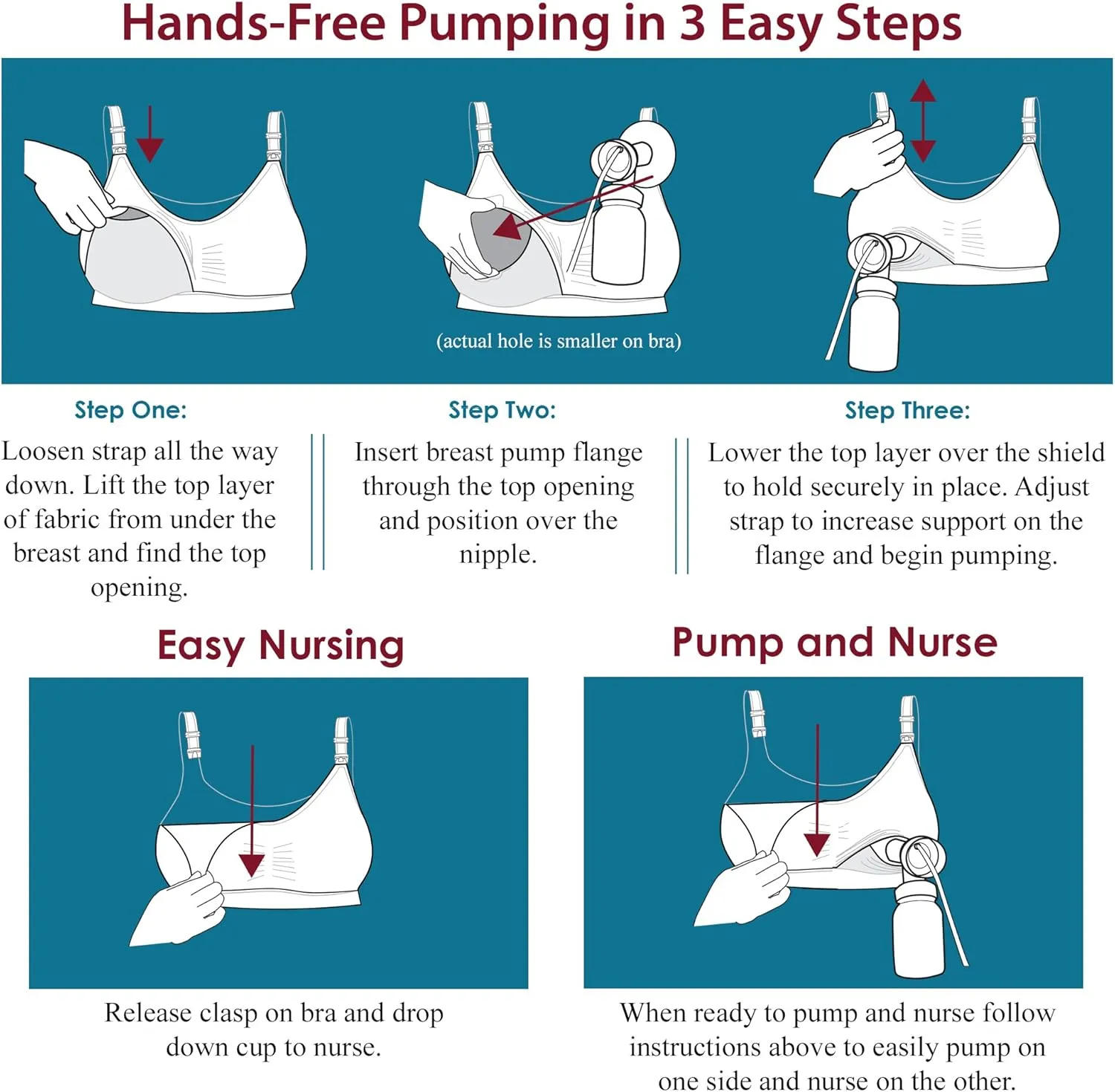 Seamless Pump&Nurse Hands-Free Pumping and Nursing Bra, Small to Plus Size
