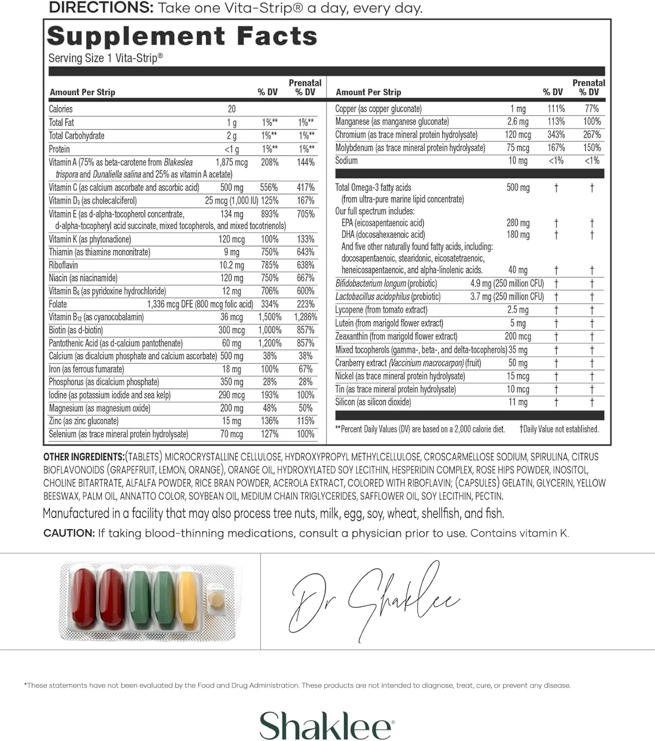 Shaklee -Vitalizer Women - Advanced Nutrition - Prenatal/Postnatal Multivitamin with Omega-3, Probiotics, and More - Supports Heart, Joint, Immune, Bone, Digestive, and Energy - 30 Vita-Strips®