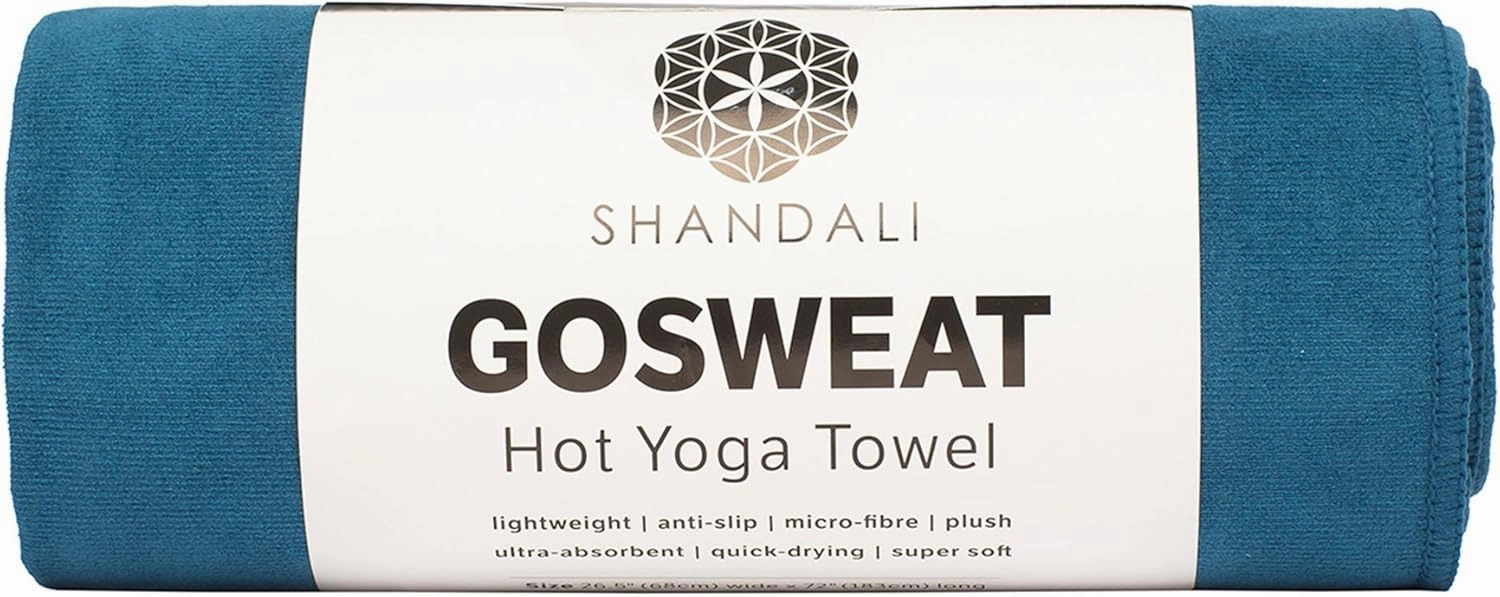 Shandali GoSweat Non-Slip Hot Yoga Towel with Super-Absorbent Soft Suede Microfiber in Many Colors, for Bikram Pilates and Yoga Mats.