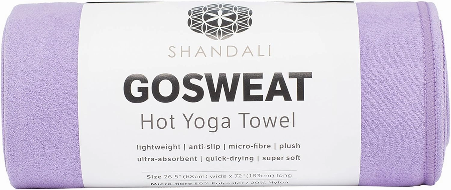 Shandali GoSweat Non-Slip Hot Yoga Towel with Super-Absorbent Soft Suede Microfiber in Many Colors, for Bikram Pilates and Yoga Mats.