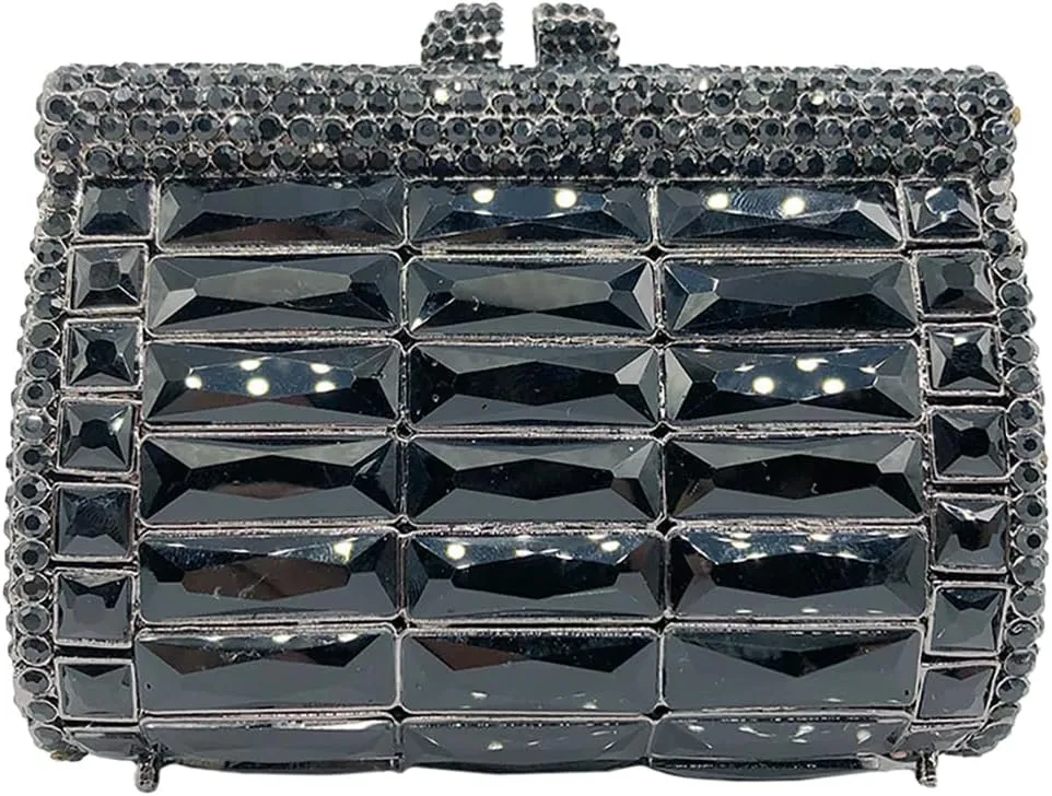 Shiny Rhinestone Evening Clutch Handbag Elegant Crystal Box Purse for Wedding Party Prom
