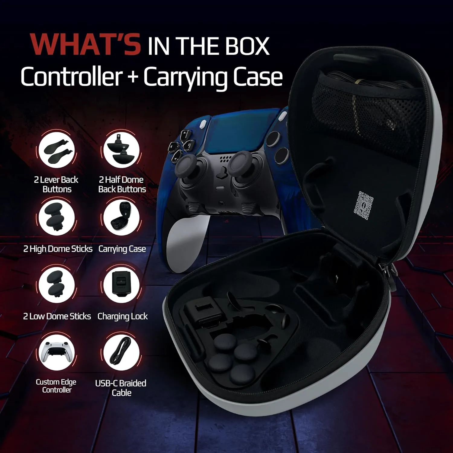 Silent Modz Edge Custom Controllers Compatible with PS5, PC & Mobile Gaming - Unique Design Wireless Gaming Controller with Paddles and Trigger Stops, Handcrafted in USA (Clear Blue Soft Touch)