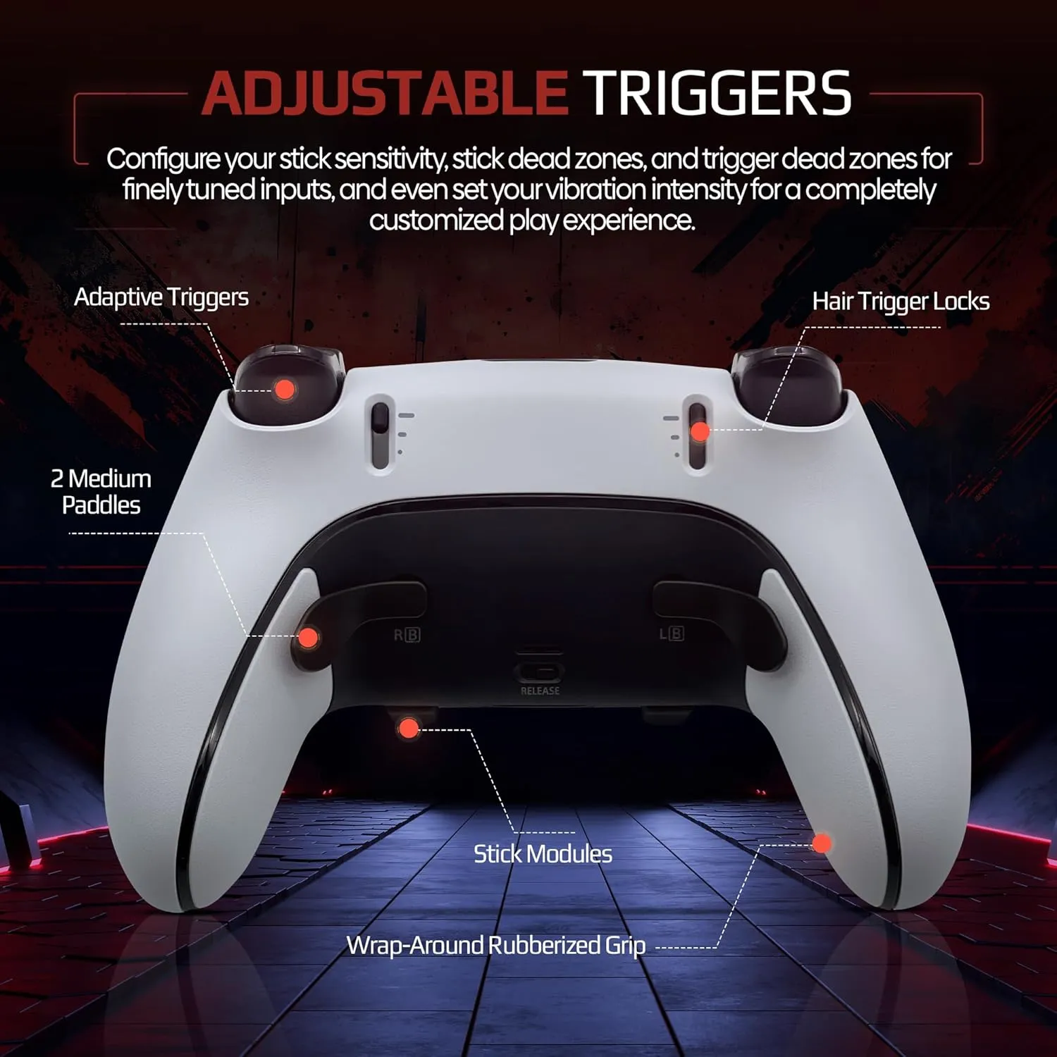 Silent Modz Edge Custom Controllers Compatible with PS5, PC & Mobile Gaming - Unique Design Wireless Gaming Controller with Paddles and Trigger Stops, Handcrafted in USA (Clear Blue Soft Touch)