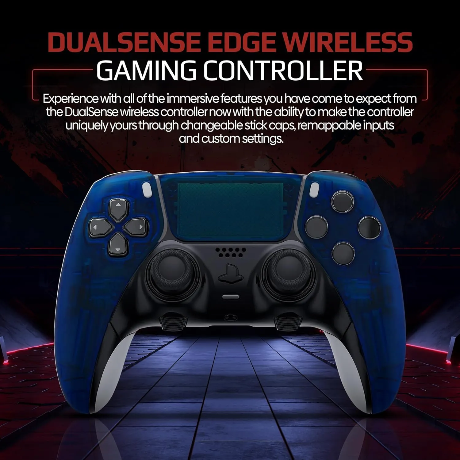 Silent Modz Edge Custom Controllers Compatible with PS5, PC & Mobile Gaming - Unique Design Wireless Gaming Controller with Paddles and Trigger Stops, Handcrafted in USA (Clear Blue Soft Touch)