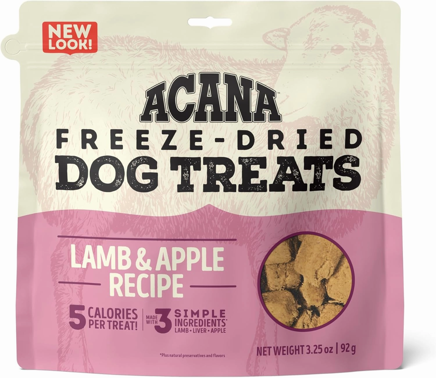 Singles Freeze Dried Dog Treats, Limited Ingredient Grain Free Lamb & Apple Recipe, 3.25oz