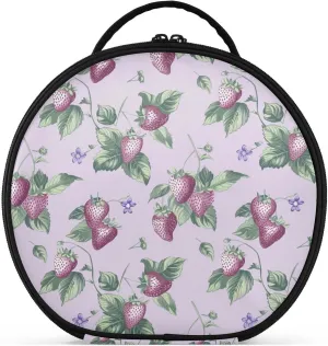 Slow Style Strawberry Lilac Cosmetic Bag Travel-Size Accessories Waterproof Cosmetic Bags For Women with adjustable dividers 11 IN
