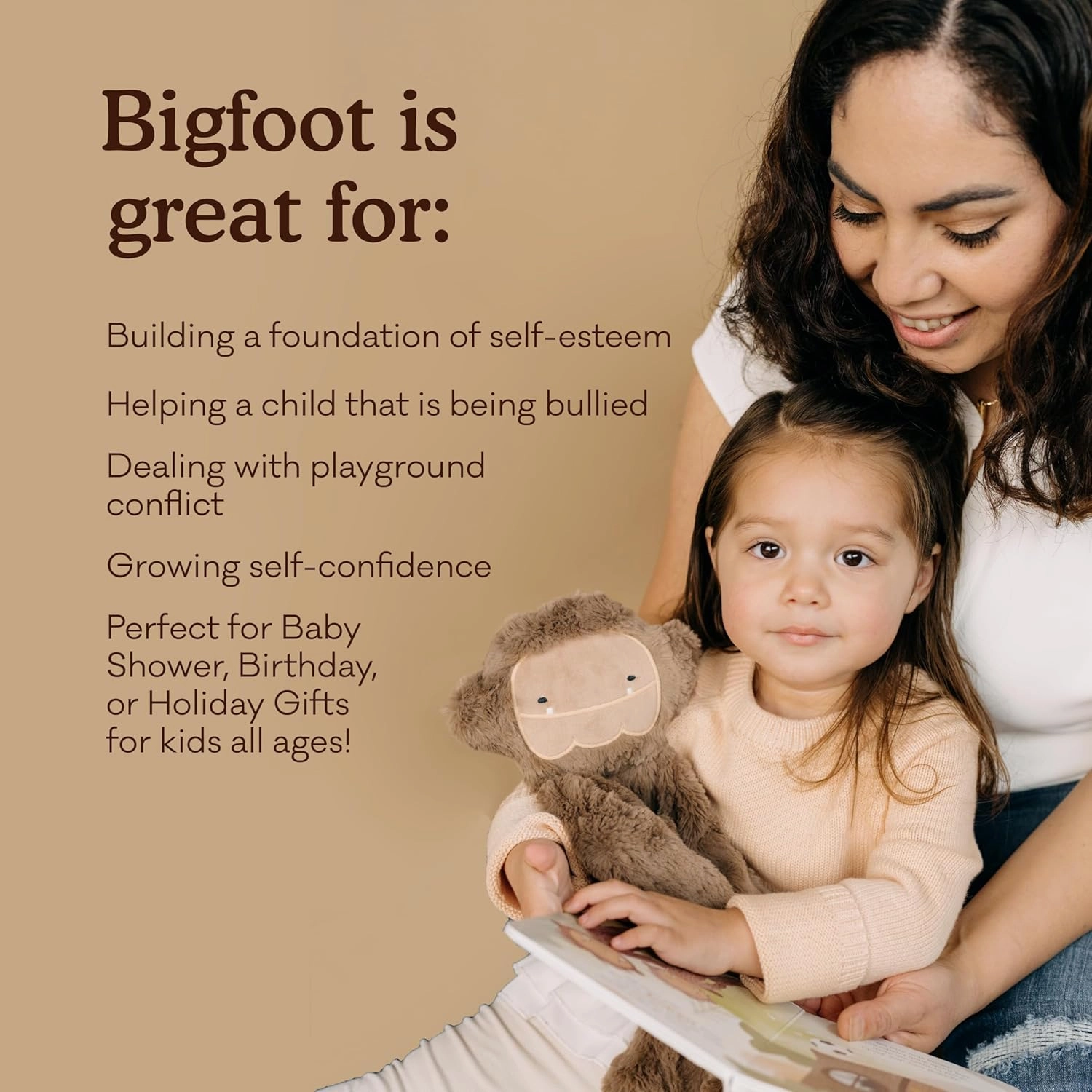Slumberkins 14" Bigfoot Kin & 2 Board Books Complete Set Bundle | Soft Plush Toy for Ages 0  | Enhances Self-Esteem & Positive Relationships (Bigfoot Kin Plush   2 Board Books)
