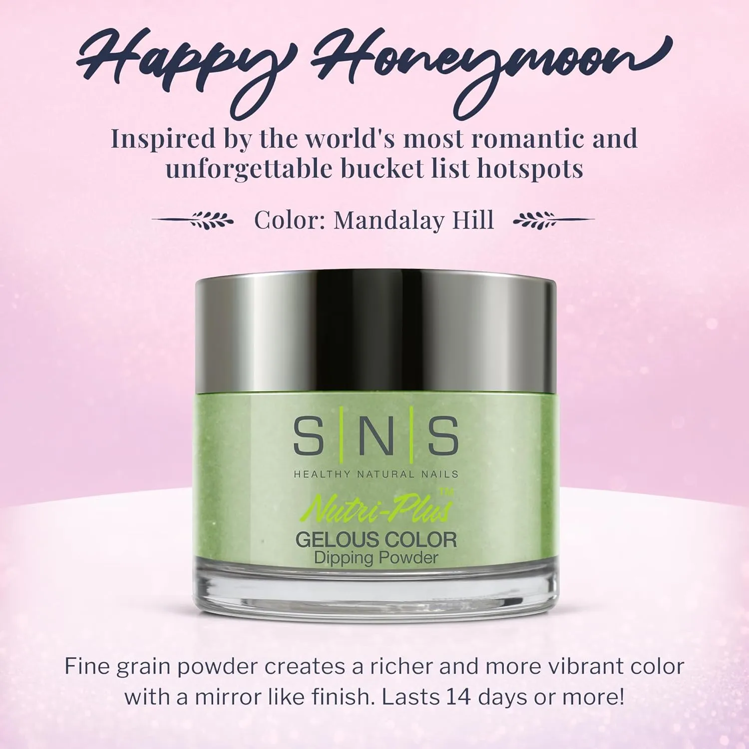 SNS Nail Dip Powder, Gelous Color Dipping Powder - Mandalay Hill (Green, Pastel/Mint, Cream) - Long-Lasting Dip Nail Color Dip Nail Color Lasts 14 Days - Low Odor & No UV Lamp Needed - 1.5 Oz