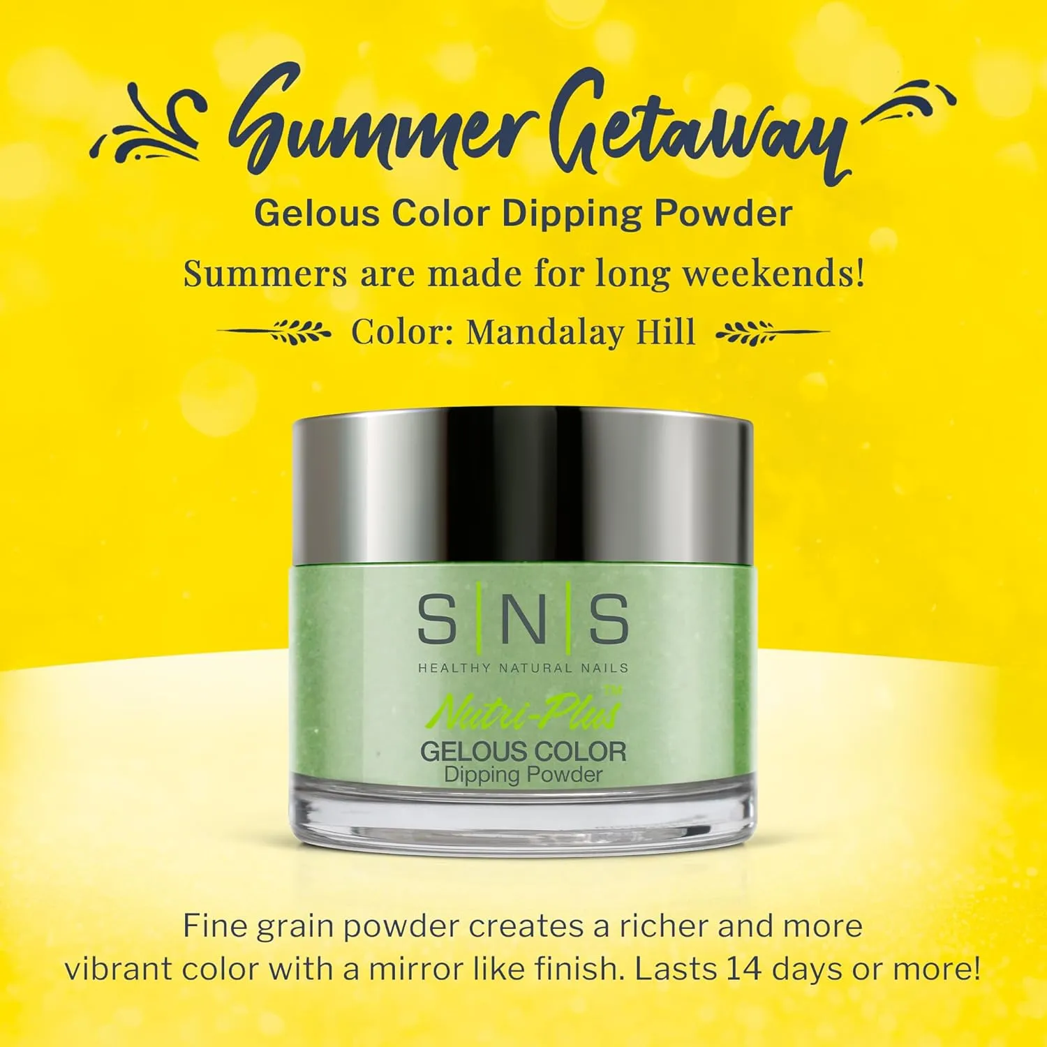 SNS Nail Dip Powder, Gelous Color Dipping Powder - Mandalay Hill (Green/Mint, Cream) - Long-Lasting Dip Nail Color Lasts 14 Days - Low-Odor & No UV Lamp Required - 1 OZ