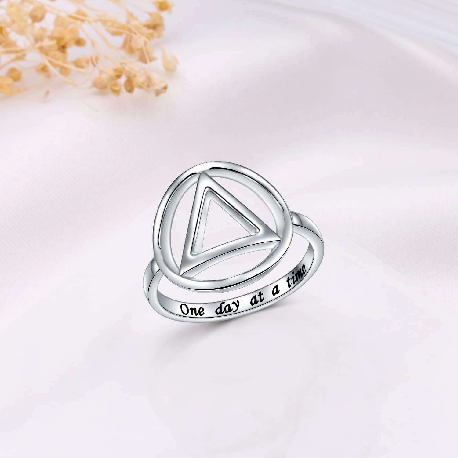 Sobriety Rings for Women Sterling Silver AA Alcoholics Anonymous NA Narcotics Anonymous Ring Open Circle Karma Ring for Women