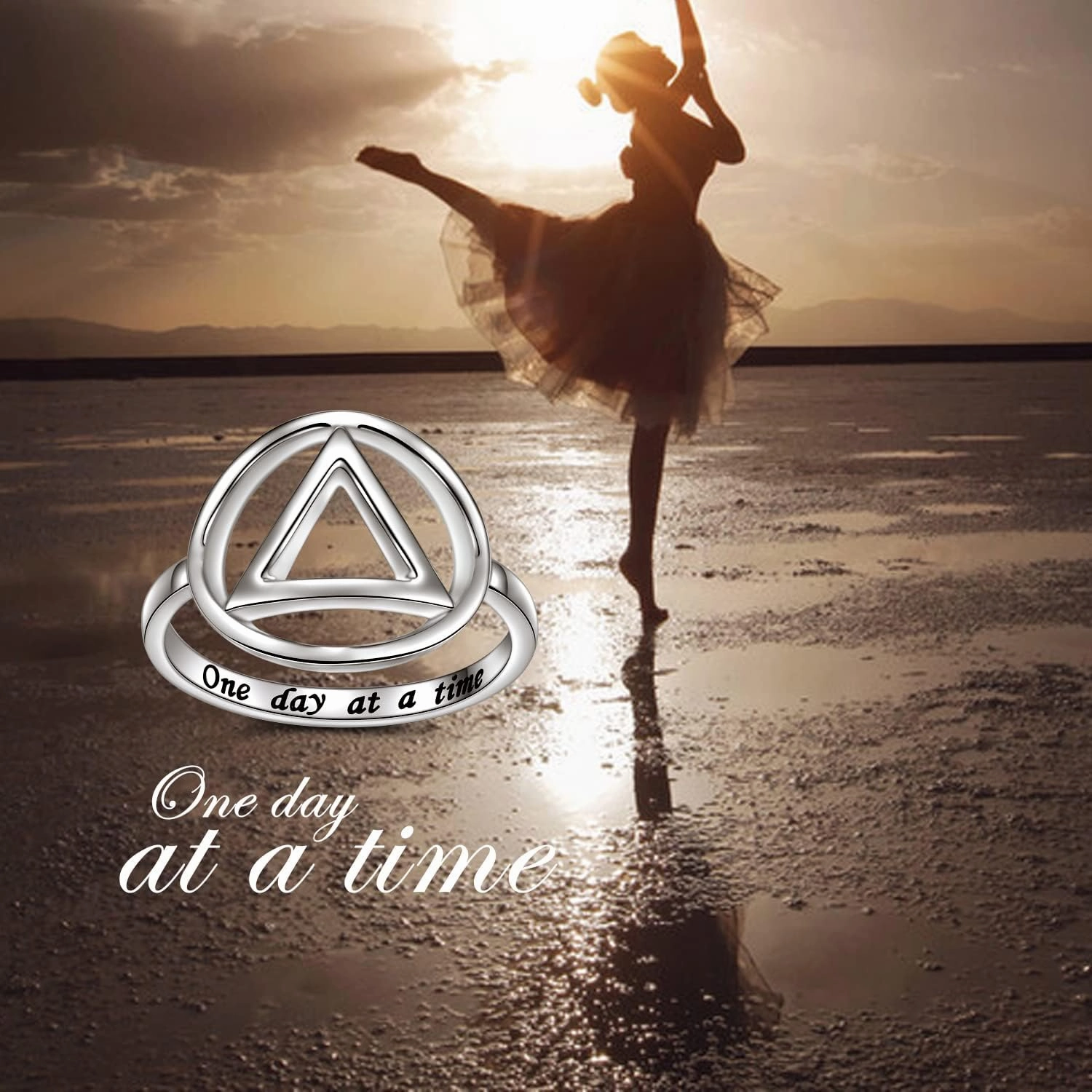 Sobriety Rings for Women Sterling Silver AA Alcoholics Anonymous NA Narcotics Anonymous Ring Open Circle Karma Ring for Women