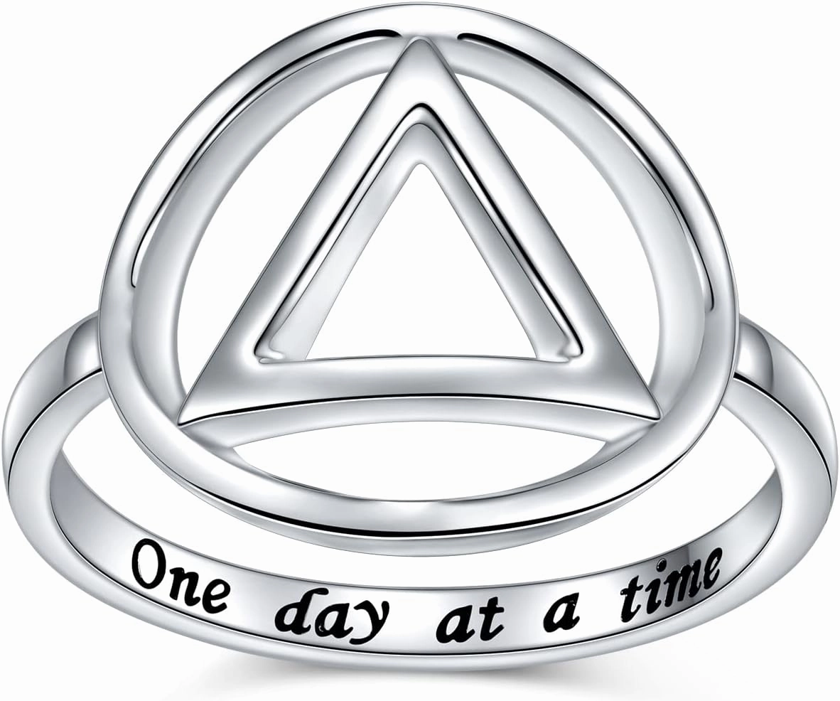 Sobriety Rings for Women Sterling Silver AA Alcoholics Anonymous NA Narcotics Anonymous Ring Open Circle Karma Ring for Women