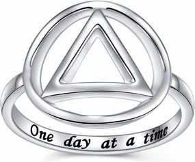 Sobriety Rings for Women Sterling Silver AA Alcoholics Anonymous NA Narcotics Anonymous Ring Open Circle Karma Ring for Women