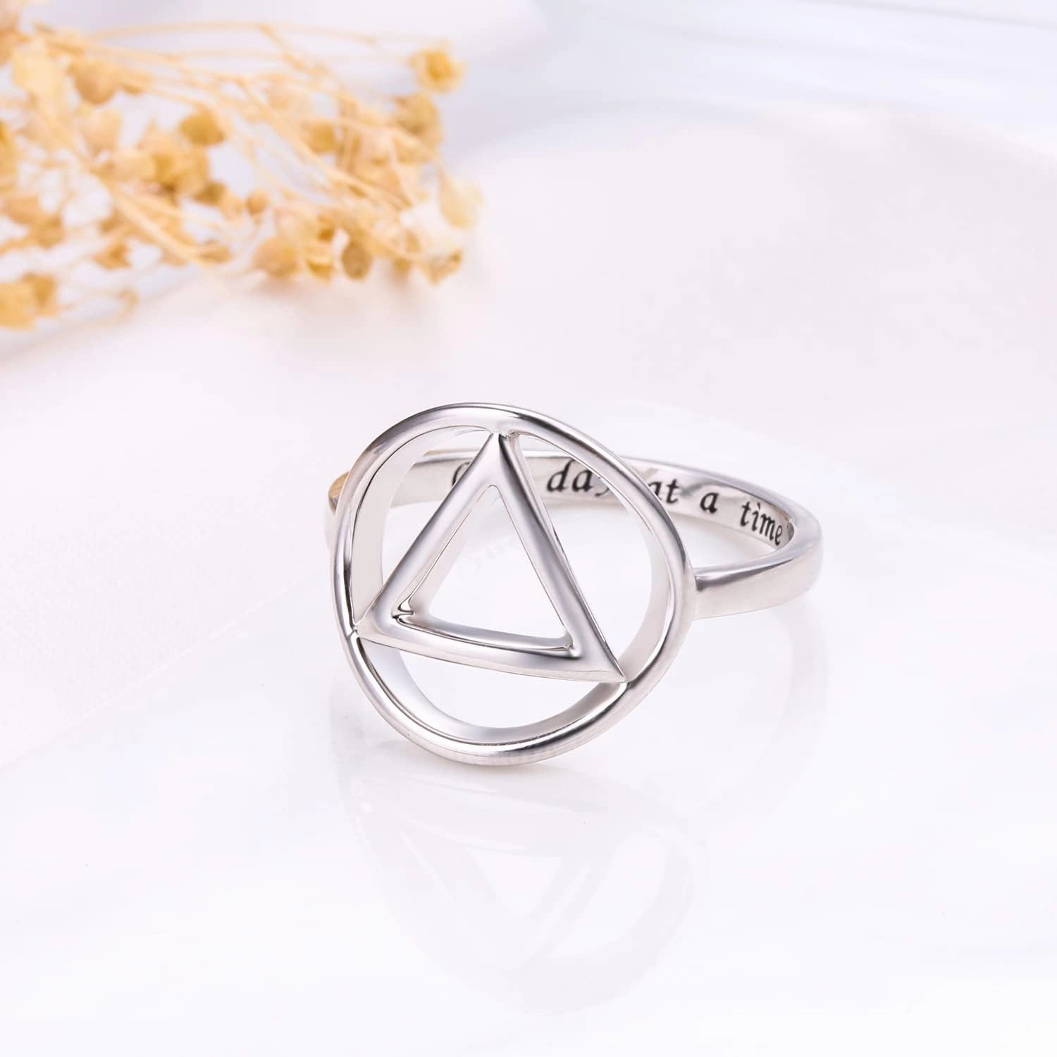Sobriety Rings for Women Sterling Silver AA Alcoholics Anonymous NA Narcotics Anonymous Ring Open Circle Karma Ring for Women