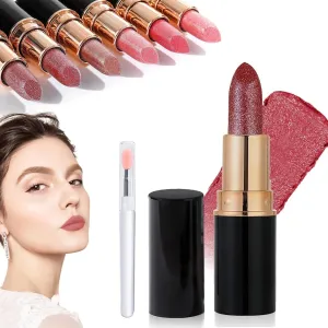 Sparkling Lip Gloss, Long Lasting Waterproof Moisturizer Lip Balm Glitter Shimmer Metallic Lipstick, Diamond Shiny Bold Glow Goth Lipstick for Women Girls, Non-sticky