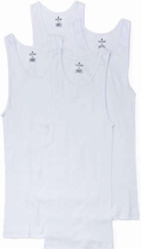 Stafford 4-Pack Men's 100% Cotton Ribbed Tank Top Shirts White (XXL)