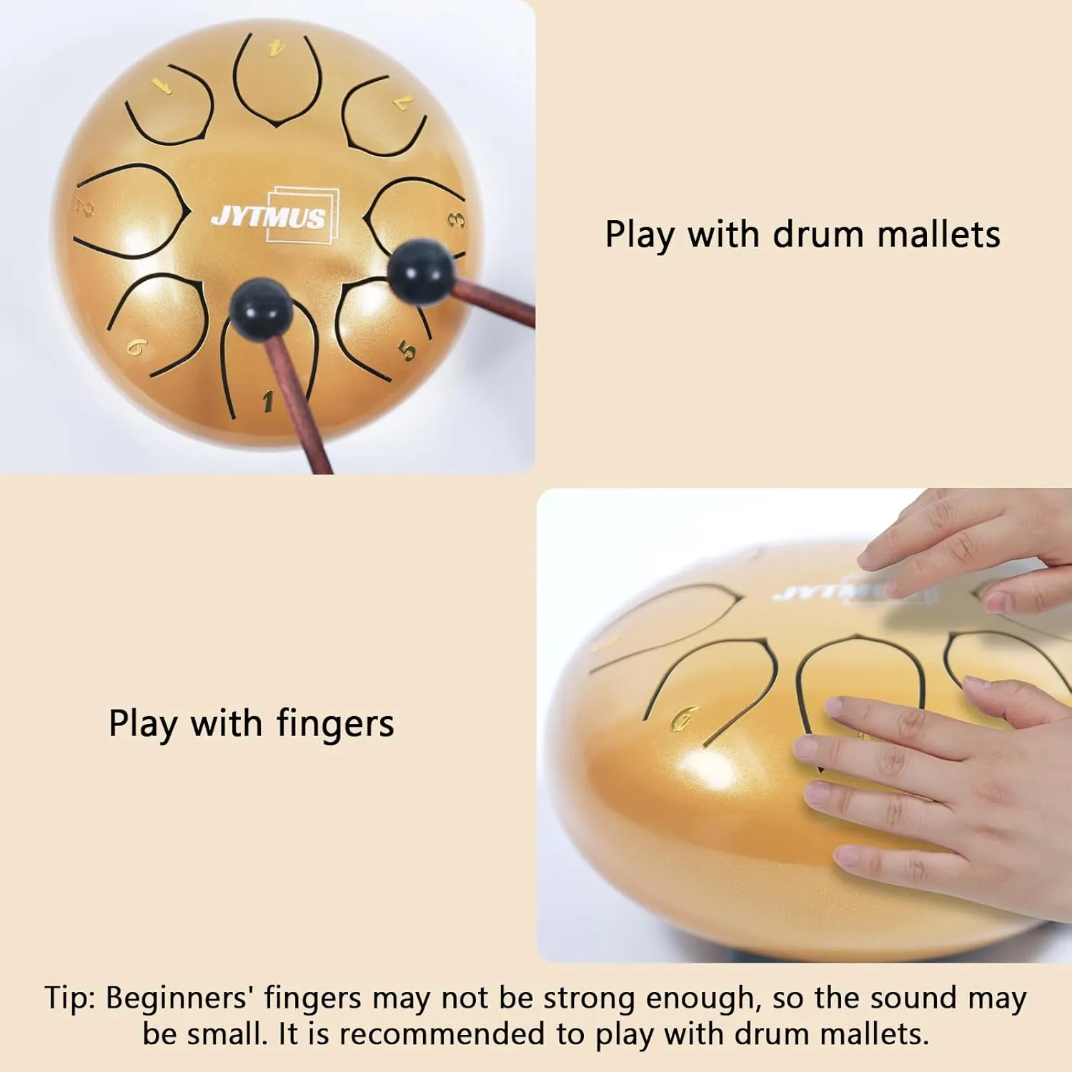 Steel Tongue Drum 8 Notes 6 Inches, C Major Percussion Instruments, Steel Drum Kit with Music Book, Carry Bag, Drum Mallets, Mallet Holder and Stickers, Tongue Drum for Yoga, Meditation