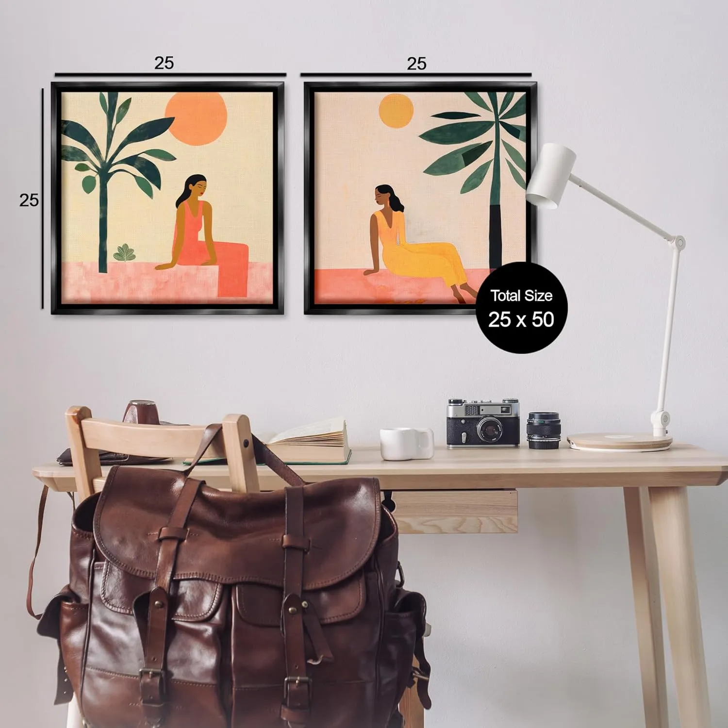 Stupell Industries Female Figure Resting Outdoors 2 pc Framed Floater Canvas Wall Art Set Design by Lazar Studio, Black Floater Frame, 25 x 25