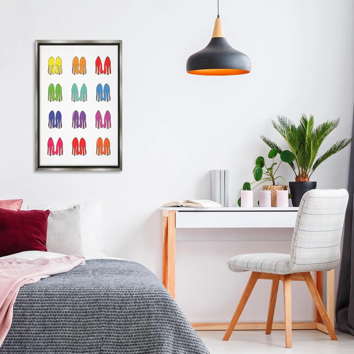 Stupell Industries Rainbow High Heels Framed Floater Canvas Wall Art Design by Martina Pavlova