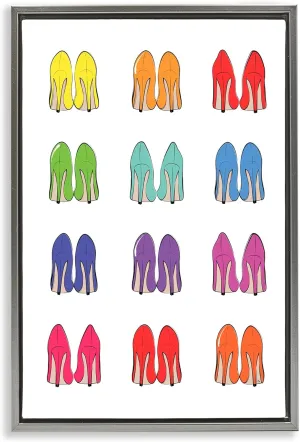 Stupell Industries Rainbow High Heels Framed Floater Canvas Wall Art Design by Martina Pavlova