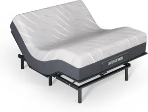 Sven & Son Essential Adjustable Bed Base (Frame)   14 inch Hybrid Spring Matt (Medium Soft), Easy Assembly, Head and Foot Lift, Memory Positions, Zero Gravity, Wireless Remote - Queen
