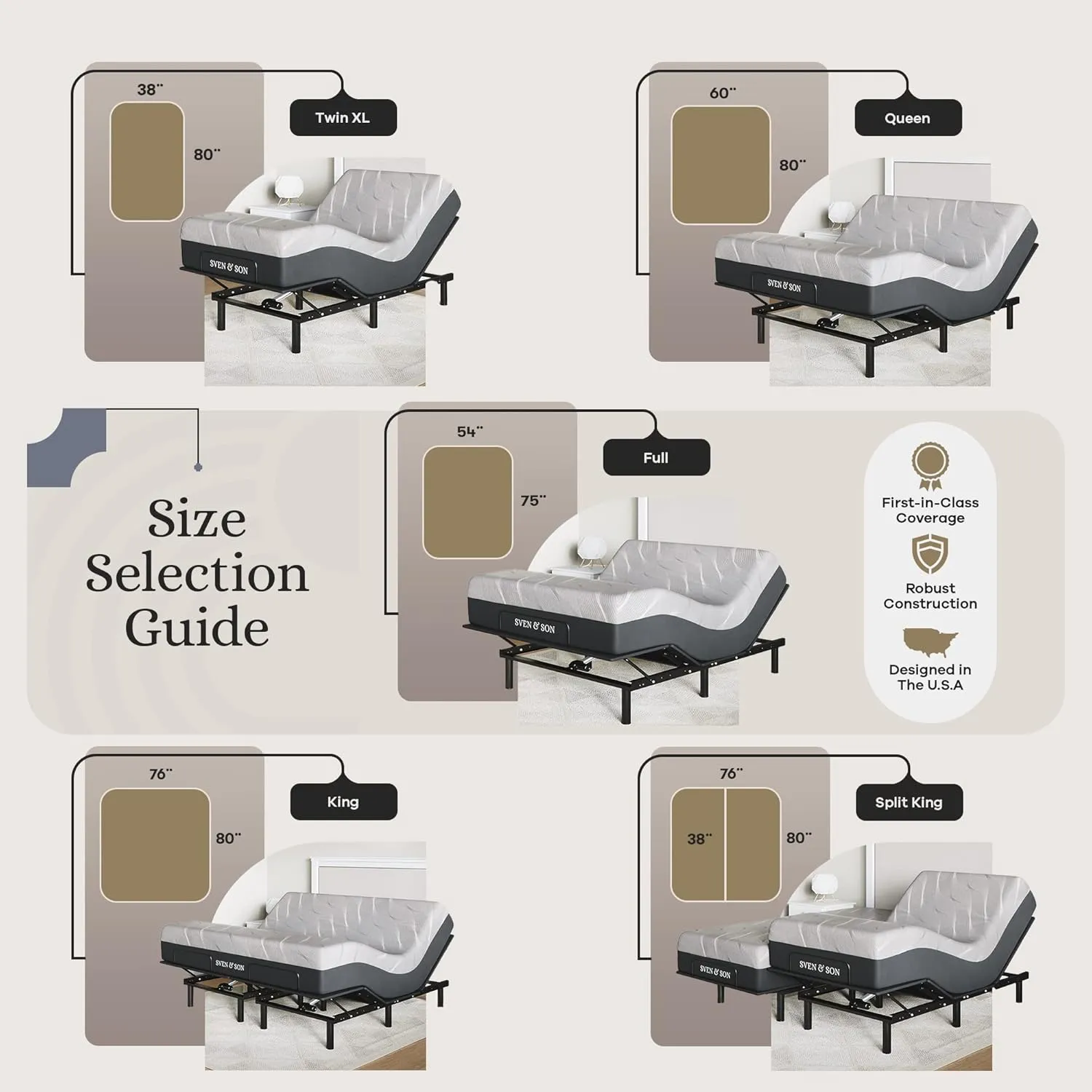 Sven & Son Essential Adjustable Bed Base (Frame)   14 inch Hybrid Spring Matt (Medium Soft), Easy Assembly, Head and Foot Lift, Memory Positions, Zero Gravity, Wireless Remote - Queen