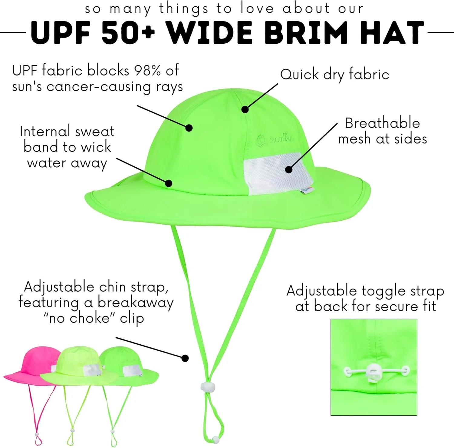 SwimZip Wide Brim Sun Hat | UPF 50  Protection for Baby, Toddler, and Kids