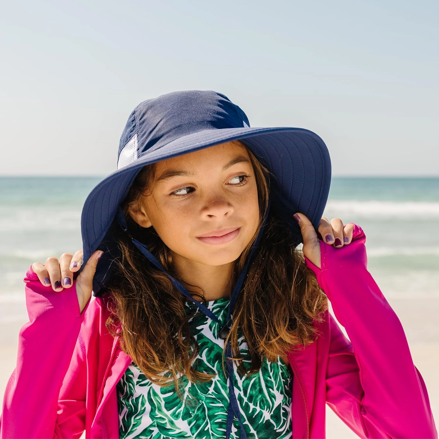 SwimZip Kids UPF 50  Sun Protection Sun Hat with Wide Brim Front & Ear/Neck Flap