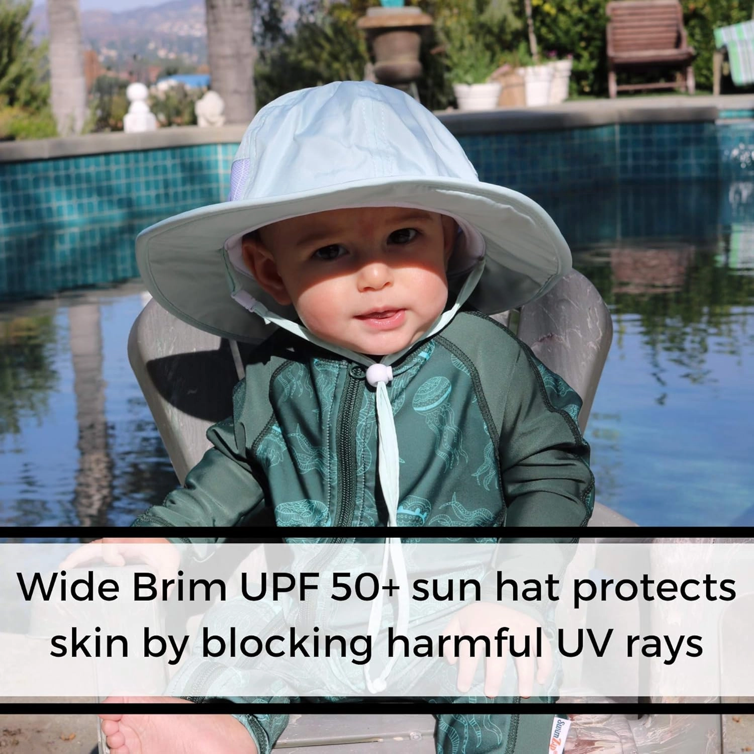 SwimZip Wide Brim Sun Hat | UPF 50  Protection for Baby, Toddler, and Kids