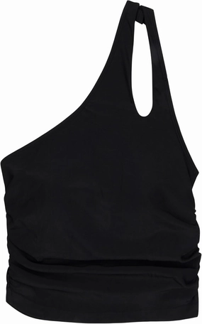 SwimZip Women's One Shoulder Crop Bikini Swim Top - UPF 50  Sun Protection