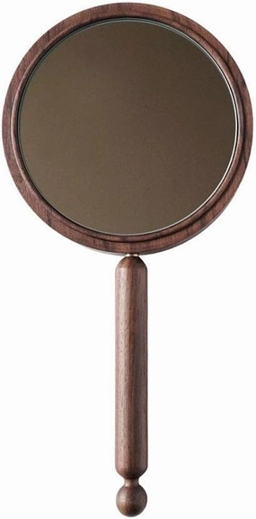 Tabletop Makeup Mirror Solid Wood Handle Cosmetic Mirror Portable Handheld Hand-Held Beauty Salon Mirror with Handle High-Definition Wooden Mirror Personal Makeup Mirrors (Color : A)