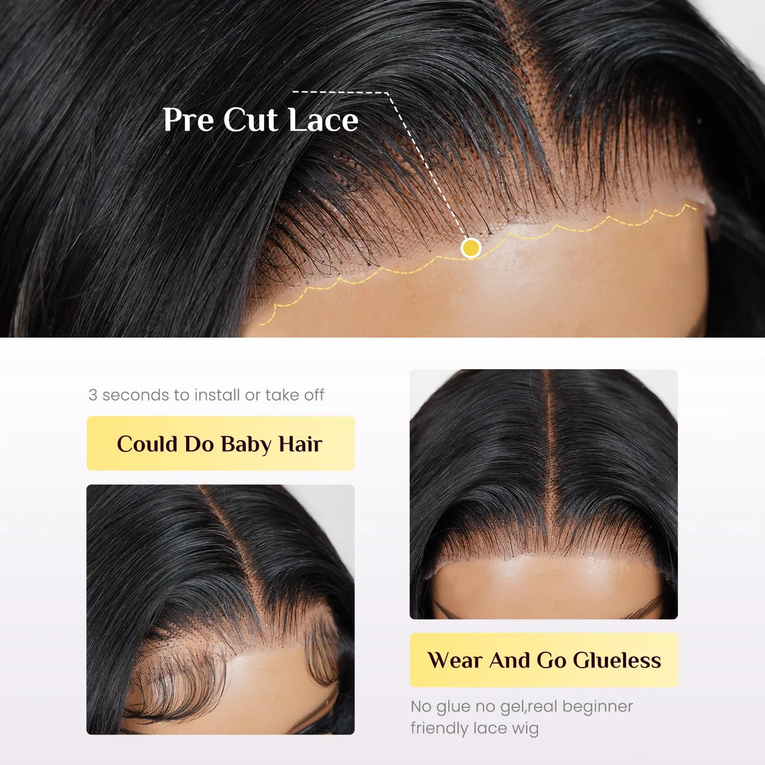 TESLAL P1B/30 Highlight Wear and Go Glueless Pre Cut Lace Body Wave 6X6 HD Lace Wig Premium Fiber Hair and Human Hair Blend Wig By Crafted Technology 260% Density 20 Inch