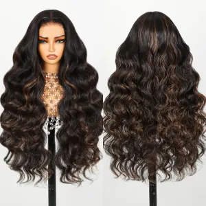 TESLAL P1B/30 Highlight Wear and Go Glueless Pre Cut Lace Body Wave 6X6 HD Lace Wig Premium Fiber Hair and Human Hair Blend Wig By Crafted Technology 260% Density 20 Inch