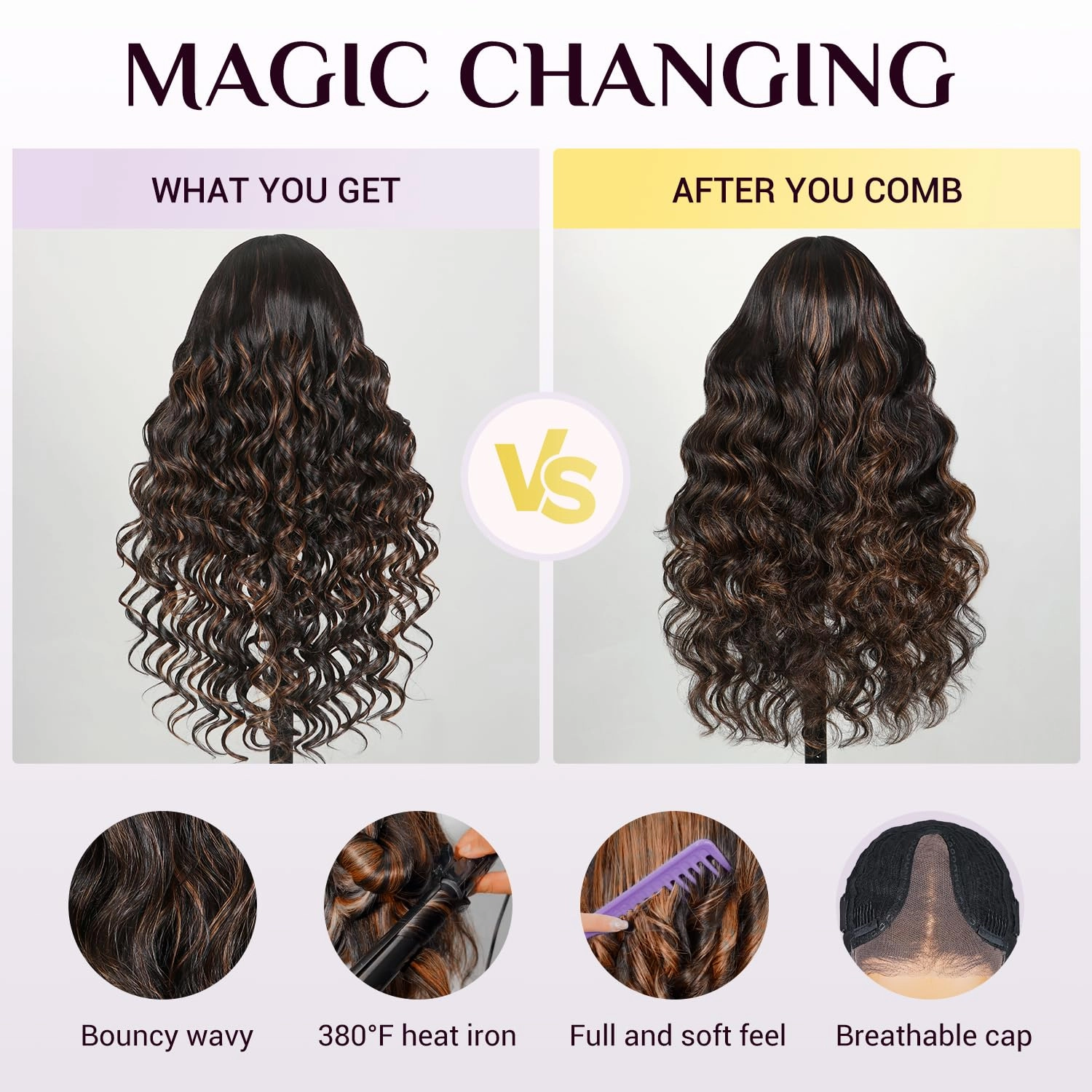 TESLAL P1B/30 Highlight Wear and Go Glueless Pre Cut Lace Body Wave 6X6 HD Lace Wig Premium Fiber Hair and Human Hair Blend Wig By Crafted Technology 260% Density 30 Inch