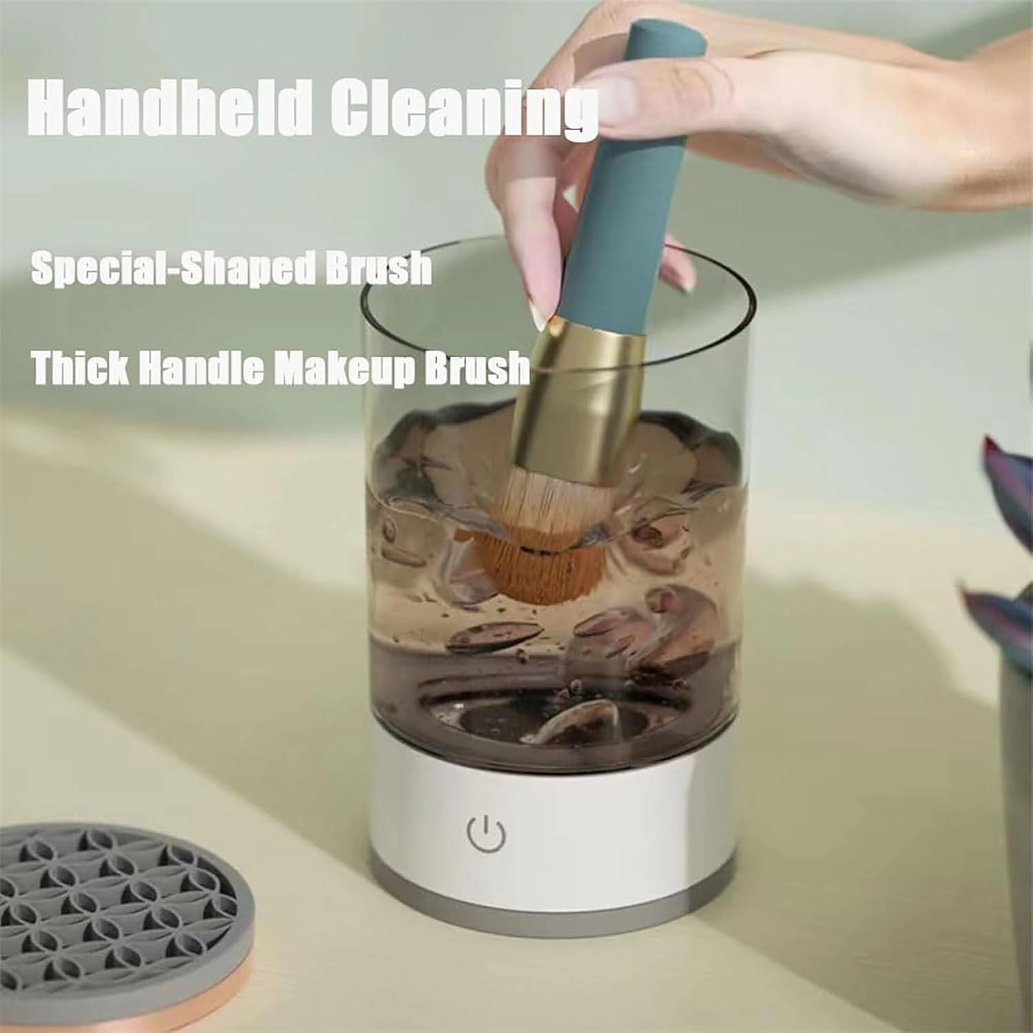 The Cozy Luna Brush Cleaner, Automatic Electric Makeup Brush Cleaner, Beauty Swirl Cosmetic Brush Cleaner, Deep Spinning Cleaning, suitable for All Makeup Brush Size (Plug-in,Black)