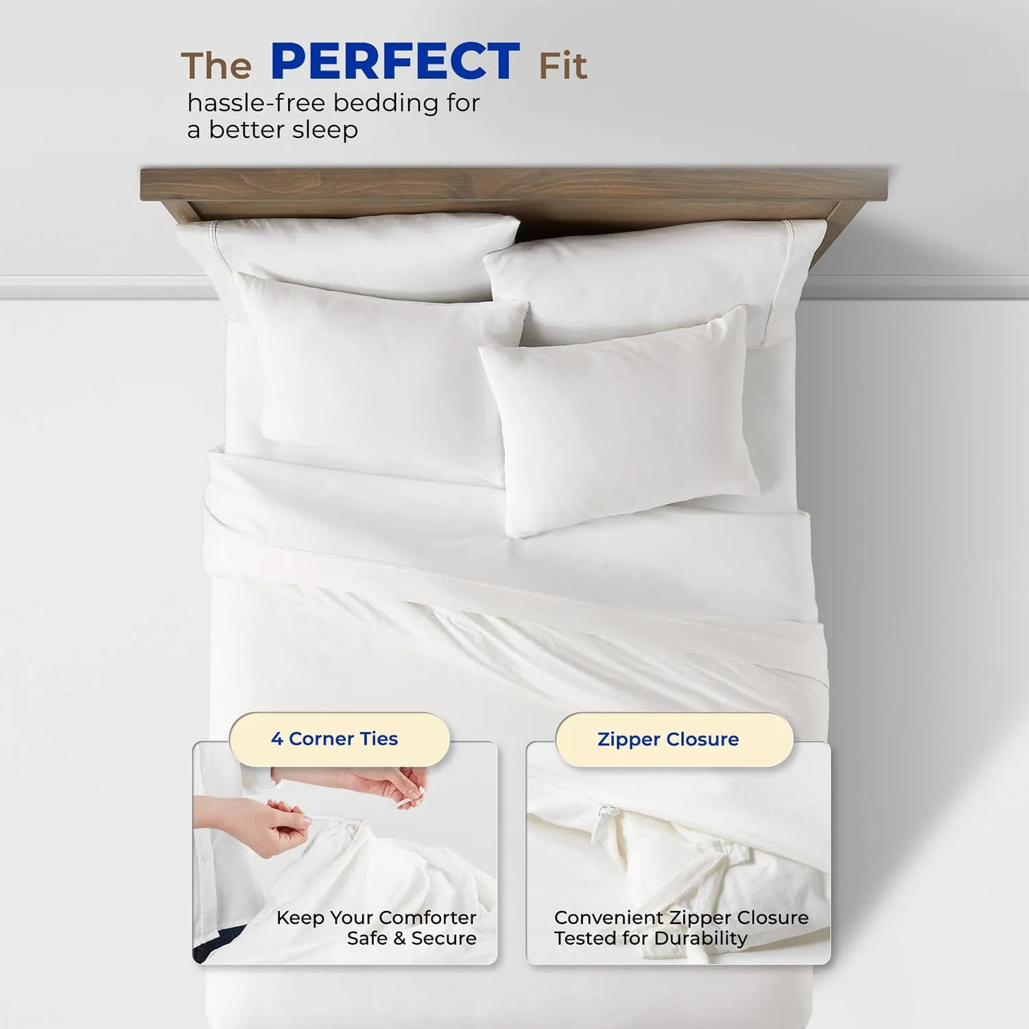 THREAD SPREAD Queen/Full Duvet Cover, 600 Thread Count Sateen 3Pc Egyptian Cotton Duvet Cover Set, 100% Pure Cotton Comforter Cover, 2 Pillow Shams, Zipper Closure, 7 Corner Ties - (White)