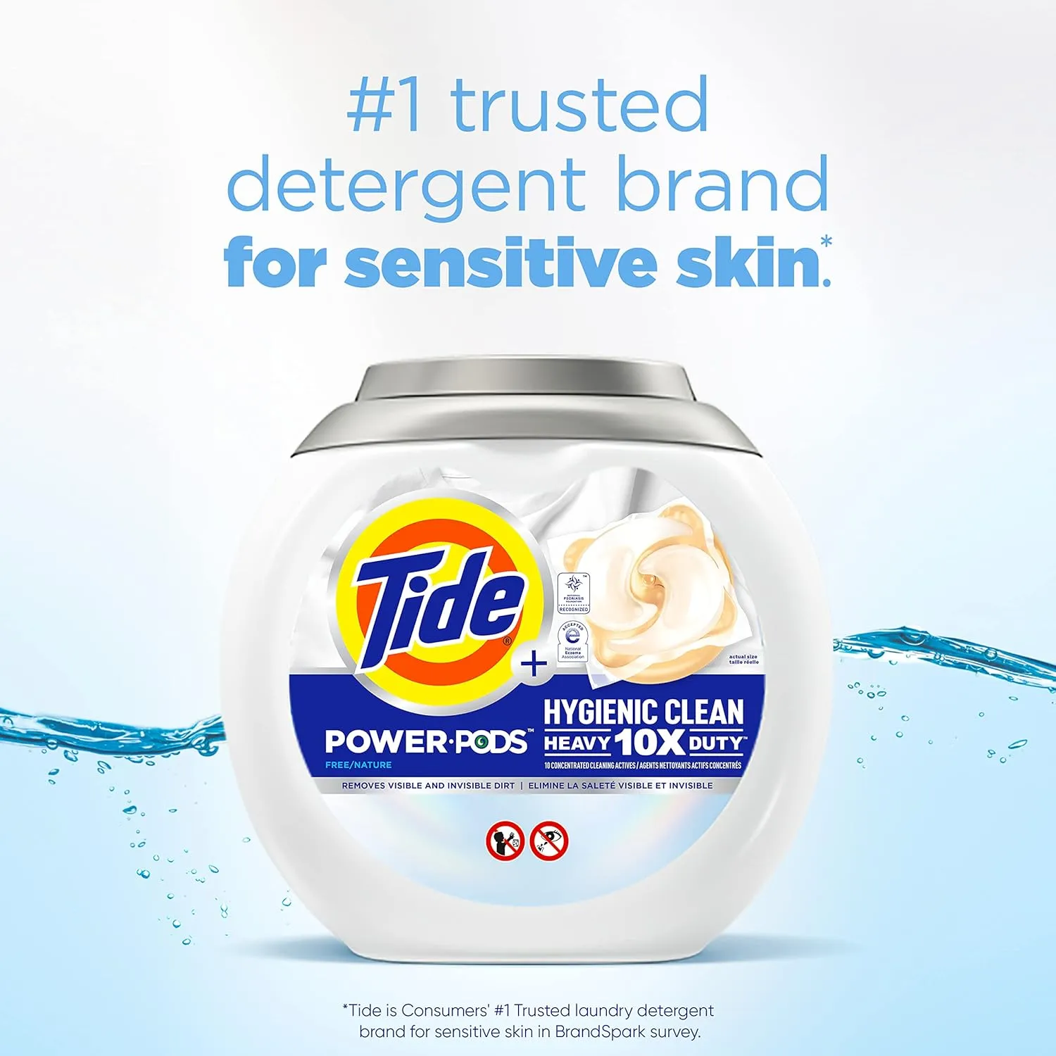Tide Hygienic Clean Heavy Duty 10x Free Power PODS Laundry Detergent, 63 count, Unscented, For Visible and Invisible Dirt