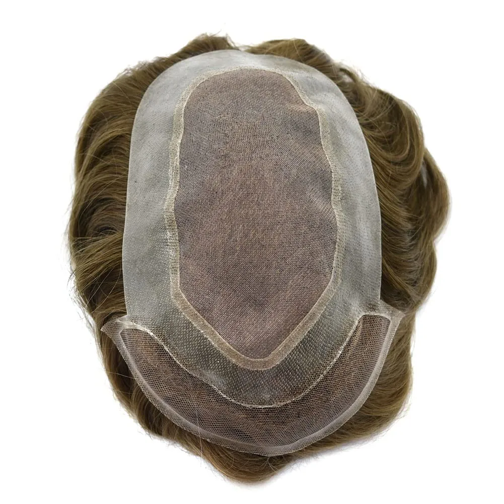 Toupee for Men Hair Replacement System Durable Fine Mono Base Mens Toupee French Lace Front Natural Hairline Men Hair Piece (7"X9" 120% density, #1B20 1B# OFF BLACK WITH 20% SYNTHETIC GREY)