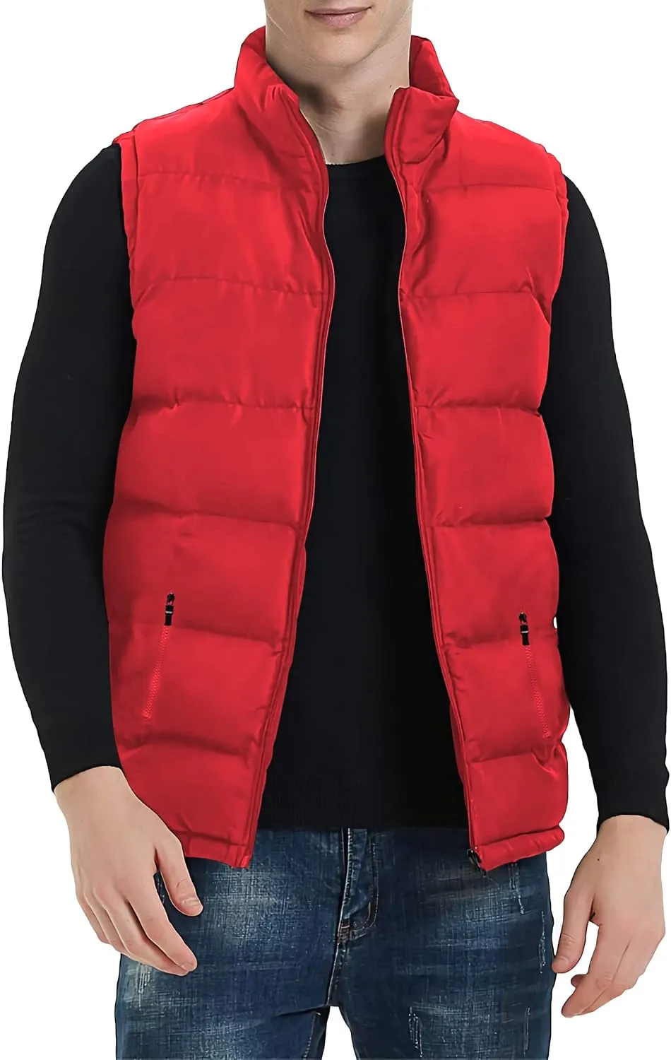 TUVEKE Men's Puffer Vest Water-Resistant winter outdoor Zipper Sleeveless Warm puffey jacket Size M To 3XL(Multicolor)