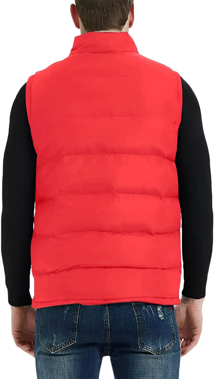 TUVEKE Men's Puffer Vest Water-Resistant winter outdoor Zipper Sleeveless Warm puffey jacket Size M To 3XL(Multicolor)