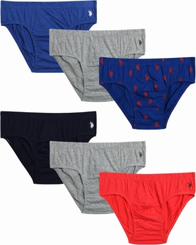 U.S. Polo Assn. Men's Low Rise Briefs - 6 Pack Soft Stretch Tag Free Cotton Underwear Briefs with Contour Pouch (Sizes: S-XL)