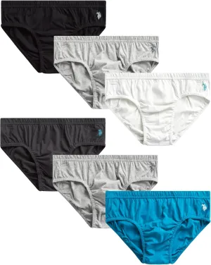 U.S. Polo Assn. Men's Low Rise Briefs - 6 Pack Soft Stretch Tag Free Cotton Underwear Briefs with Contour Pouch (Sizes: S-XL)