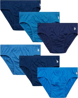 U.S. Polo Assn. Men's Low Rise Briefs - 6 Pack Soft Stretch Tag Free Cotton Underwear Briefs with Contour Pouch (Sizes: S-XL)