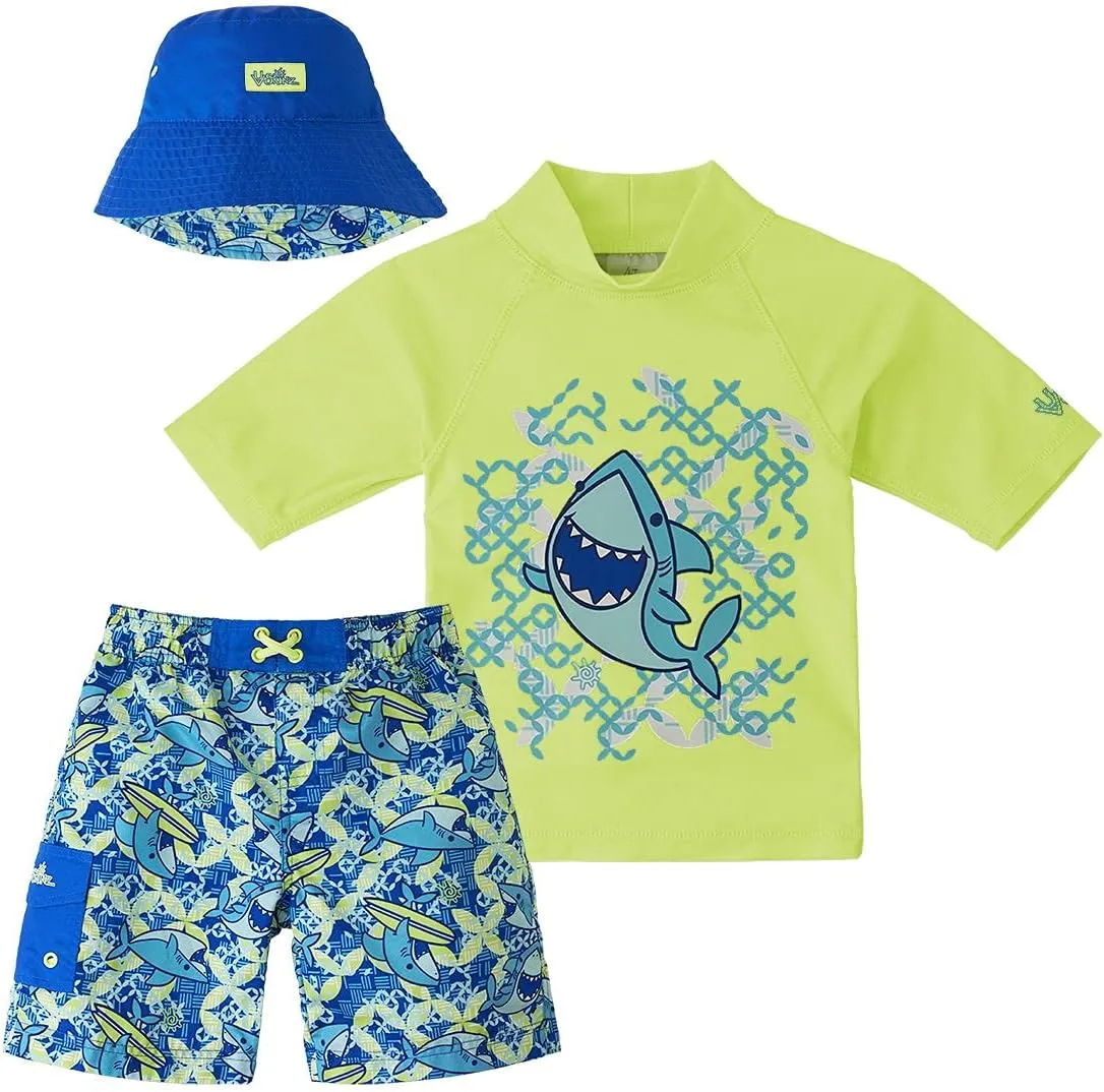 UV SKINZ Boys 3 Piece Sun and Swim Set with UPF 50  Sun Protection – Boys Swimsuit, Toddler Swim Suits
