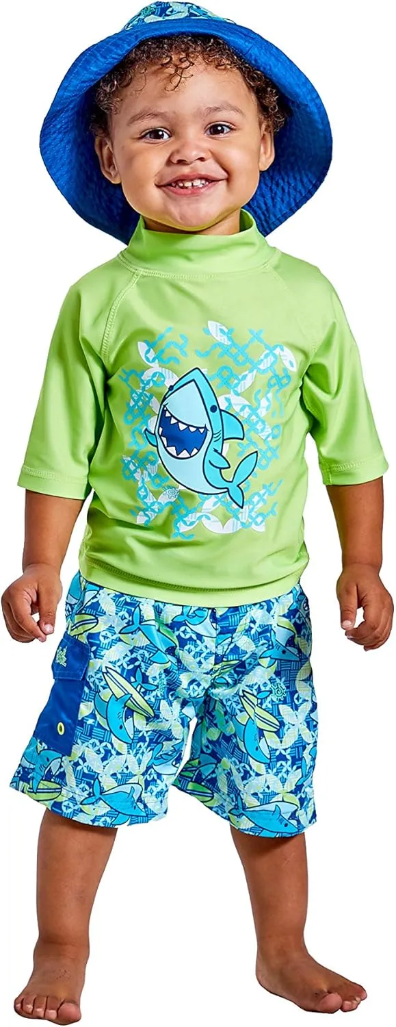 UV SKINZ Boys 3 Piece Sun and Swim Set with UPF 50  Sun Protection – Boys Swimsuit, Toddler Swim Suits