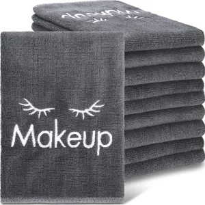 Vabean 20 Pcs Makeup Remover Washcloths 13 x 13 Inches Microfiber Makeup Towels Bulk Reusable Absorbent Soft Cotton Face Cloths with Embroidery for Women Gifts(Grey)