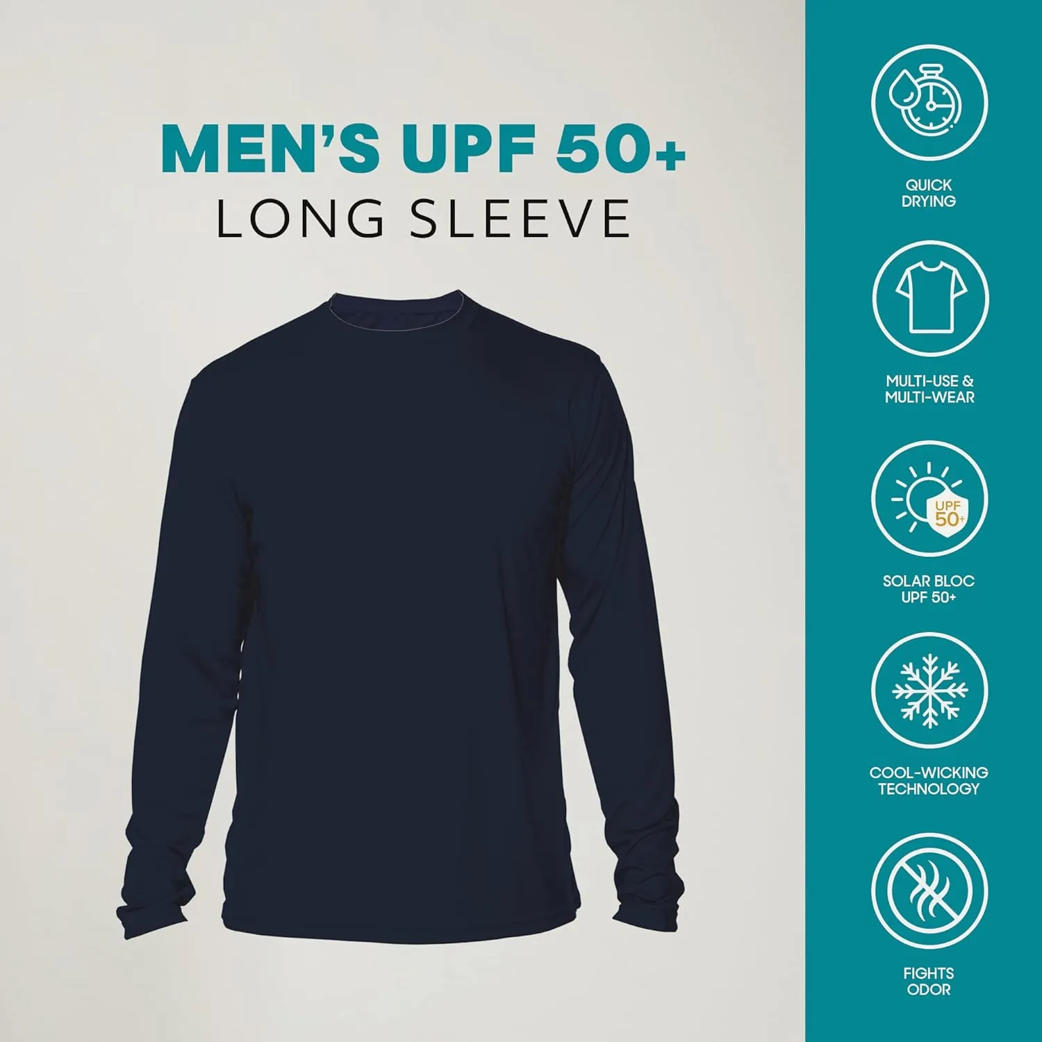 Vapor Apparel Men's Outdoor UPF 50  Long Sleeve T-Shirt, UV Sun Protection for Fishing, Running, Hiking, Swimming